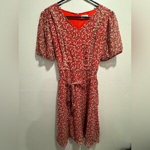 Roolee Red and White Floral Dress Nursing friendly